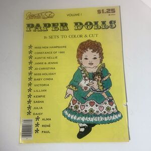 Vintage Paper Dolls Stitch N Sew 1977 by Carol Pedersen New UNCUT 16 Color & Cut